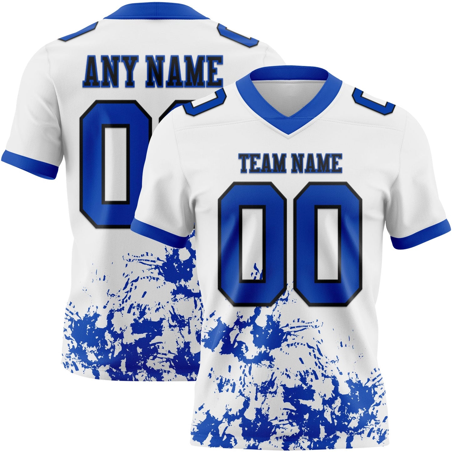Custom White Thunder Blue-Black Splash Mesh Authentic Football Jersey - Sky-Custom