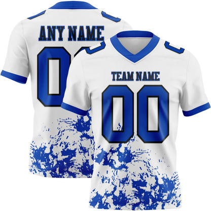Custom White Thunder Blue-Black Splash Mesh Authentic Football Jersey - Sky-Custom