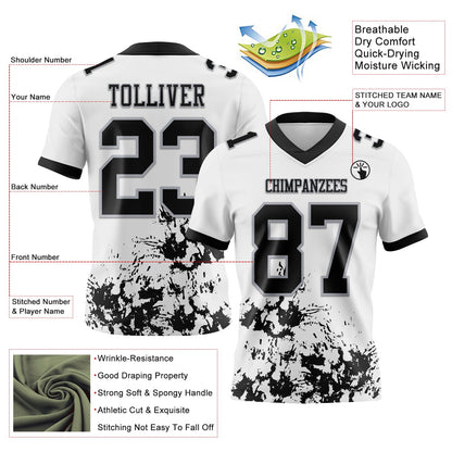 Custom White Black-Gray Splash Mesh Authentic Football Jersey - Sky-Custom