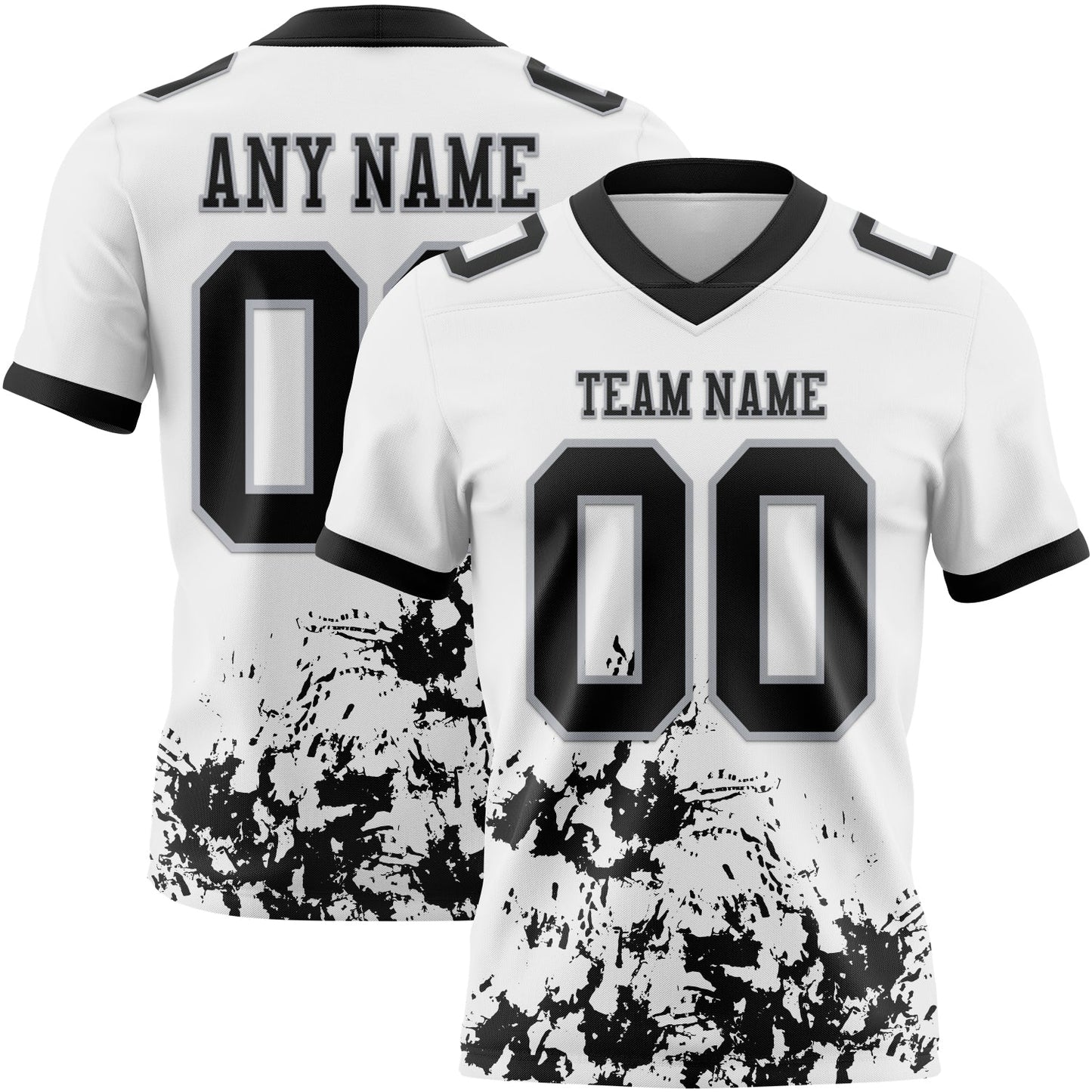 Custom White Black-Gray Splash Mesh Authentic Football Jersey - Sky-Custom
