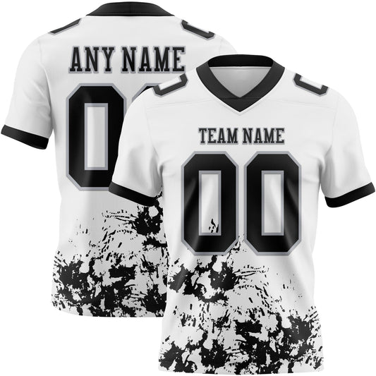 Custom White Black-Gray Splash Mesh Authentic Football Jersey - Sky-Custom