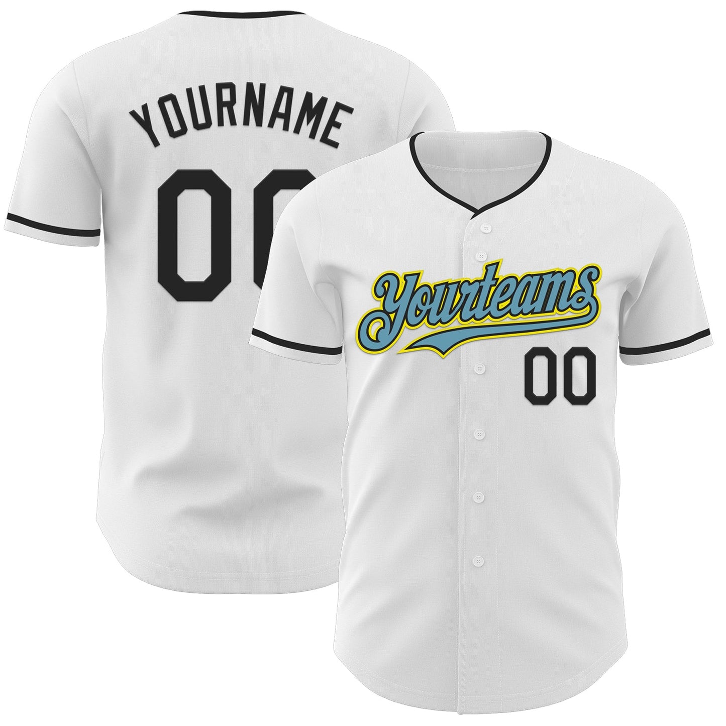 Custom White Black Shadow Blue-Light Yellow Authentic Baseball Jersey - Sky-Custom