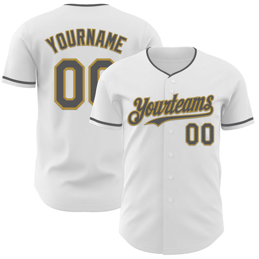 Custom White Steel Gray-Old Gold Authentic Baseball Jersey - Sky-Custom