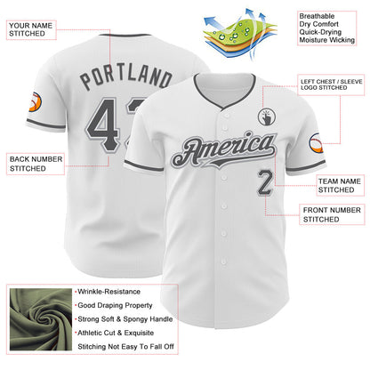 Custom White Steel Gray-Gray Authentic Baseball Jersey - Sky-Custom