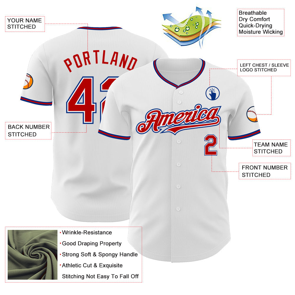 Custom White Red-Royal Authentic Baseball Jersey - Sky-Custom