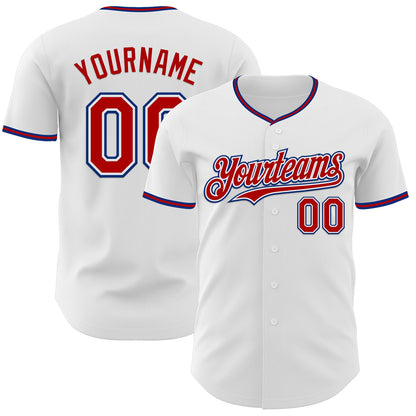 Custom White Red-Royal Authentic Baseball Jersey - Sky-Custom