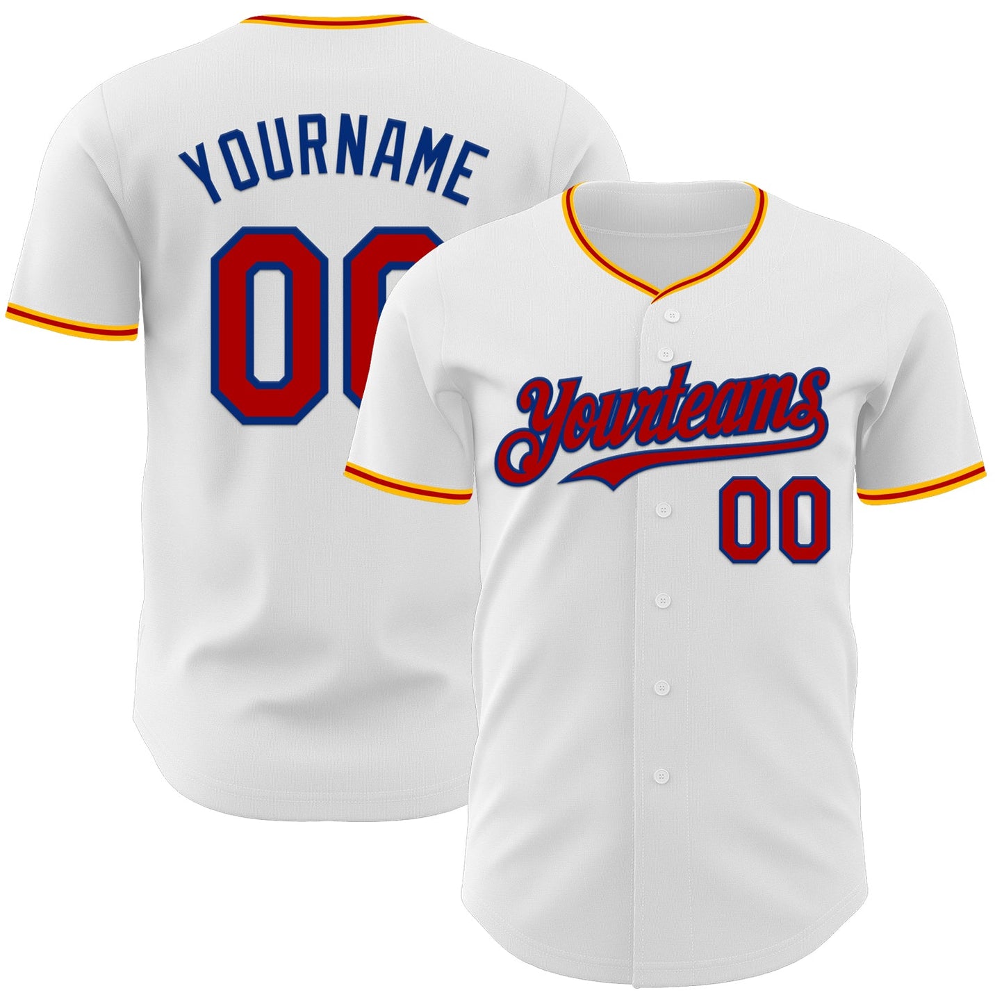 Custom White Red Royal-Gold Authentic Baseball Jersey - Sky-Custom