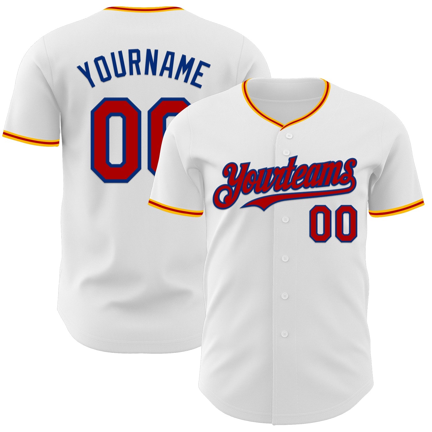 Custom White Red Royal-Gold Authentic Baseball Jersey - Sky-Custom