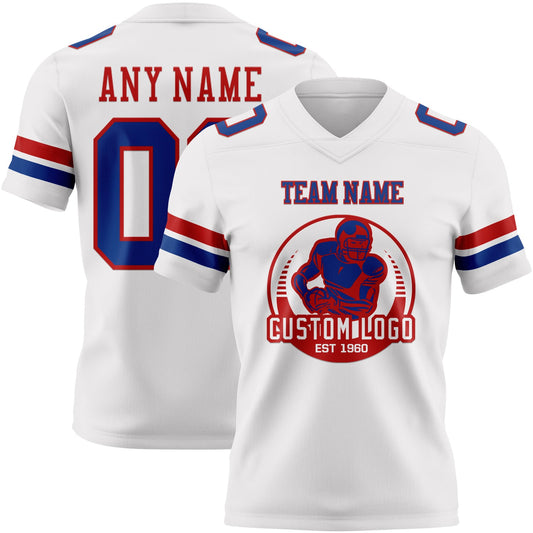 Custom White Royal-Red Mesh Authentic Football Jersey - Sky-Custom
