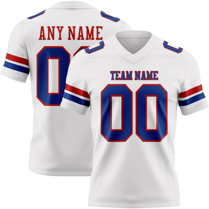Custom White Royal-Red Mesh Authentic Football Jersey - Sky-Custom