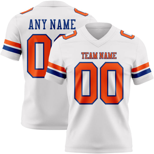Custom White Orange-Royal Mesh Authentic Football Jersey - Sky-Custom