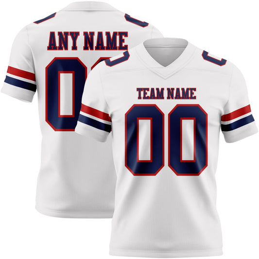 Custom White Navy-Red Mesh Authentic Football Jersey - Sky-Custom