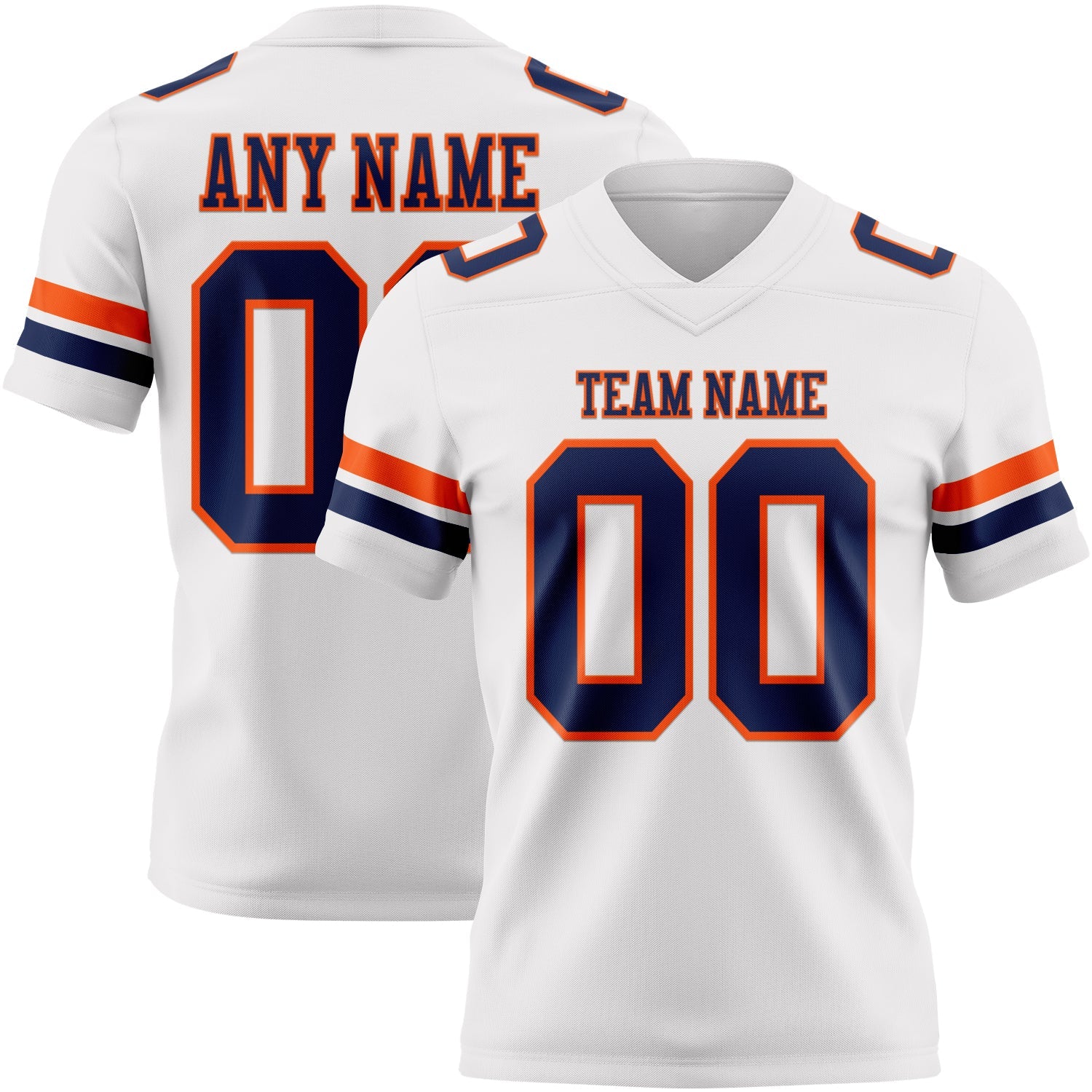 Custom White Navy-Orange Mesh Authentic Football Jersey - Sky-Custom