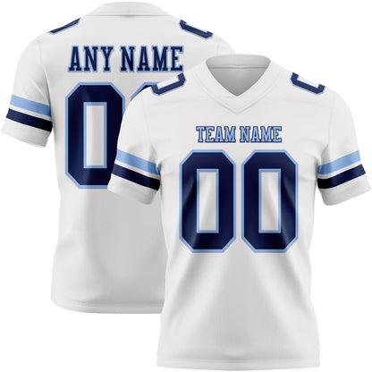 Custom White Navy-Light Blue Mesh Authentic Football Jersey - Sky-Custom