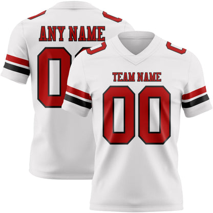 Custom White Red-Black Mesh Authentic Football Jersey - Sky-Custom