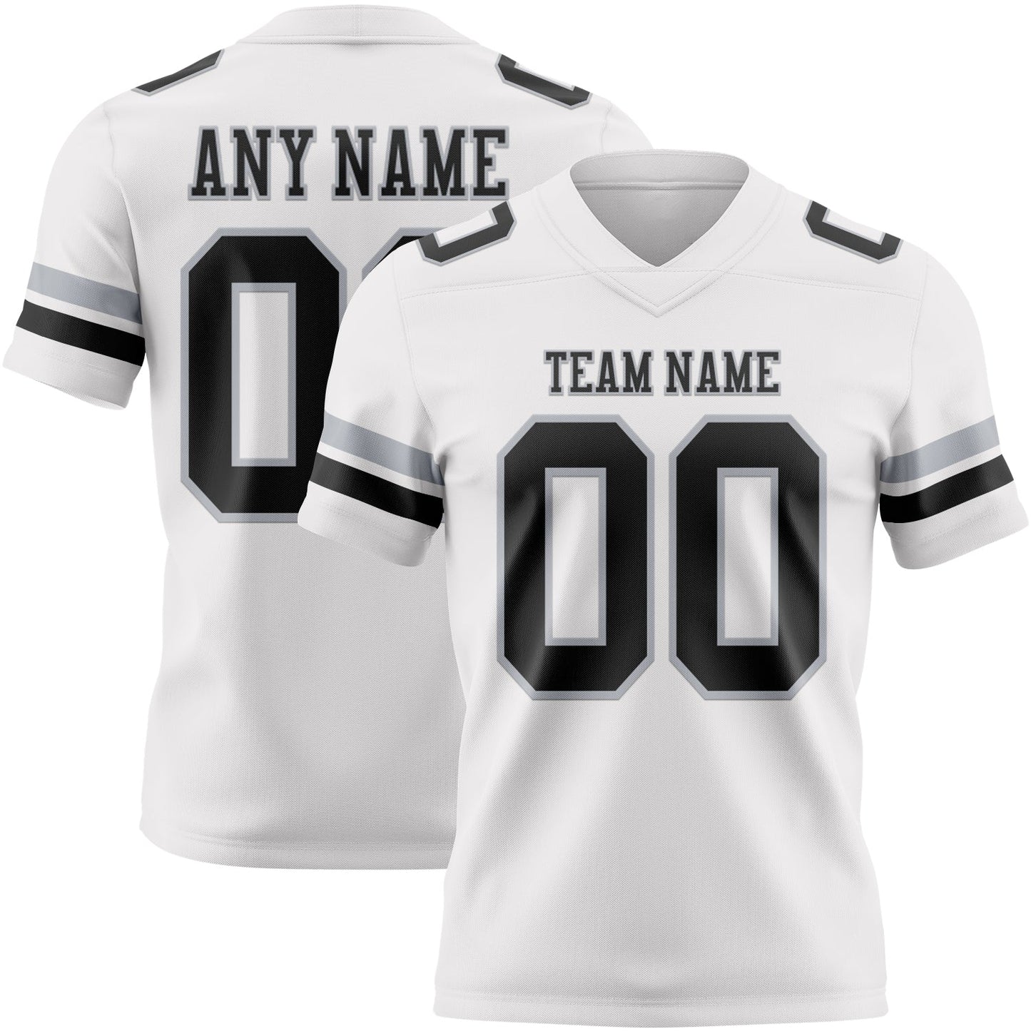 Custom White Black-Gray Mesh Authentic Football Jersey - Sky-Custom