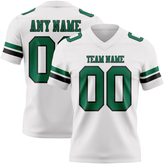 Custom White Kelly Green-Black Mesh Authentic Football Jersey - Sky-Custom
