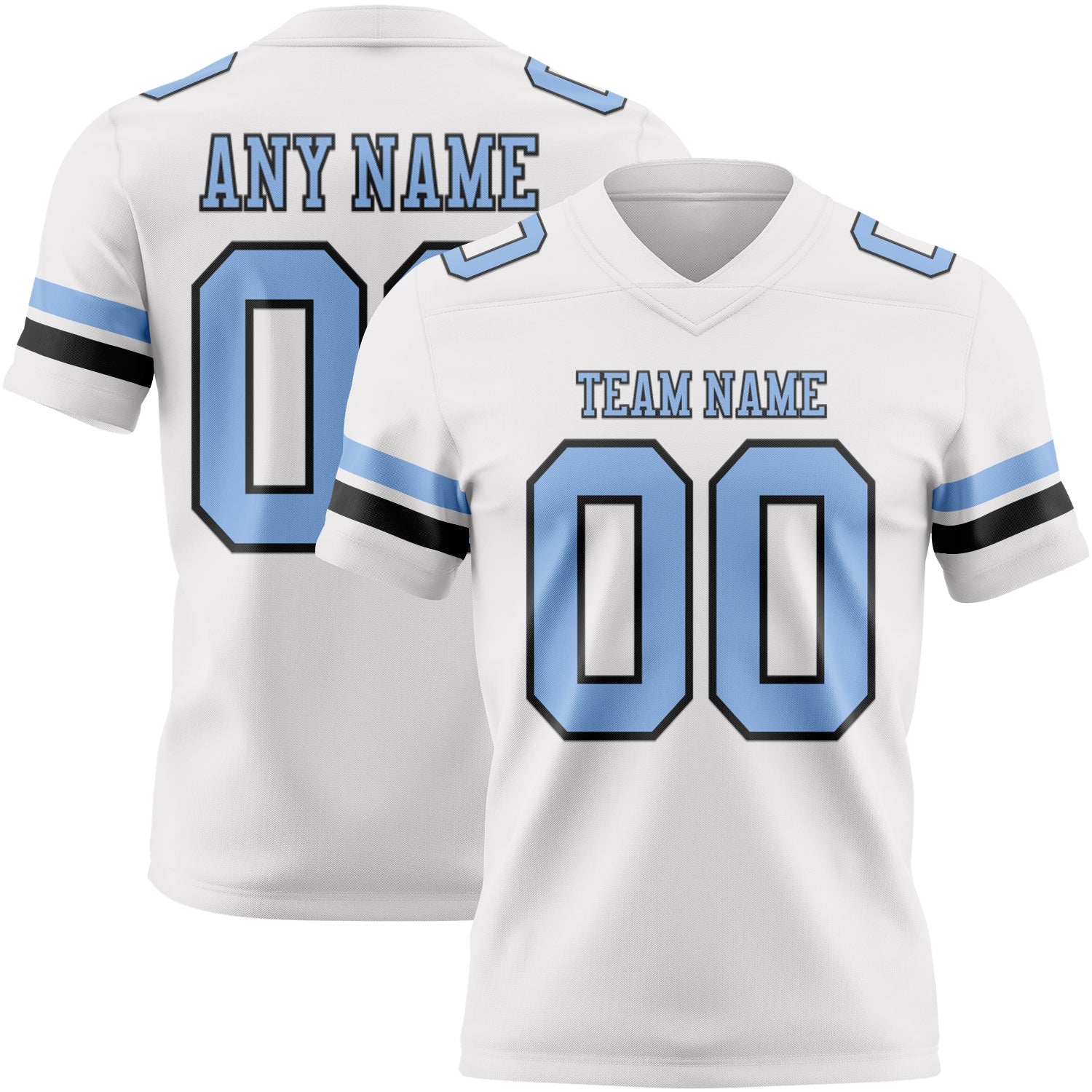Custom White Light Blue-Black Mesh Authentic Football Jersey - Sky-Custom