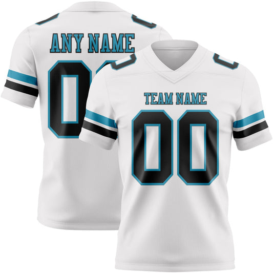 Custom White Black-Panther Blue Mesh Authentic Football Jersey - Sky-Custom