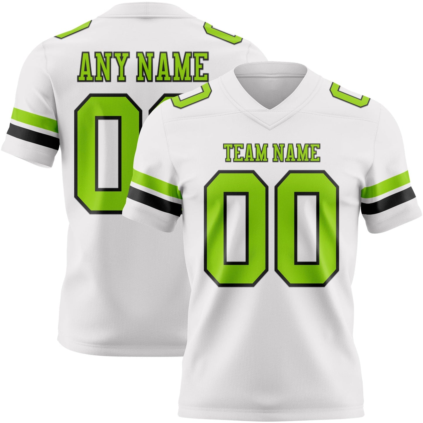 Custom White Neon Green-Black Mesh Authentic Football Jersey - Sky-Custom