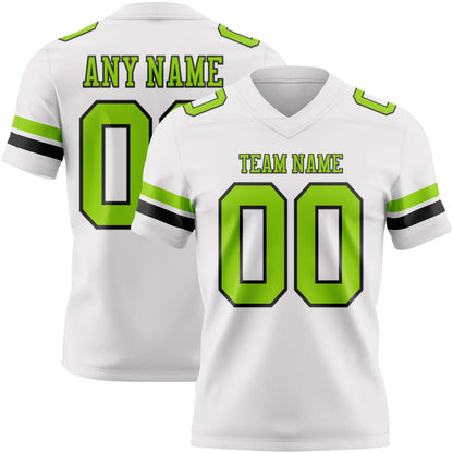 Custom White Neon Green-Black Mesh Authentic Football Jersey - Sky-Custom