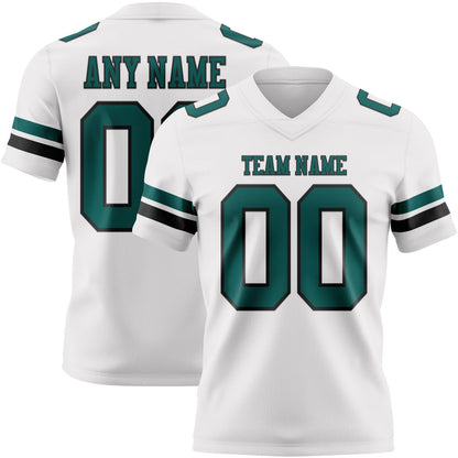 Custom White Midnight Green-Black Mesh Authentic Football Jersey - Sky-Custom