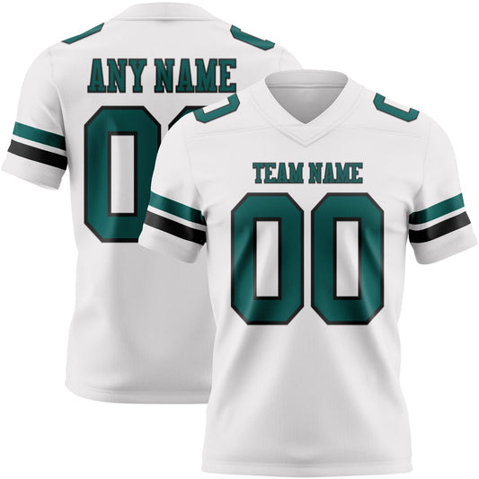 Custom White Midnight Green-Black Mesh Authentic Football Jersey - Sky-Custom