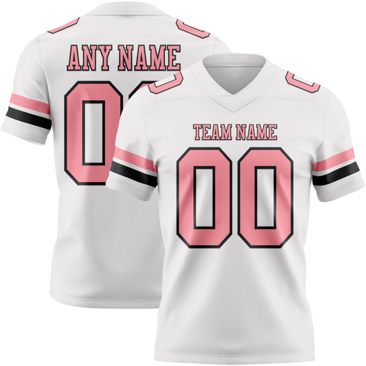 Custom White Medium Pink-Black Mesh Authentic Football Jersey - Sky-Custom
