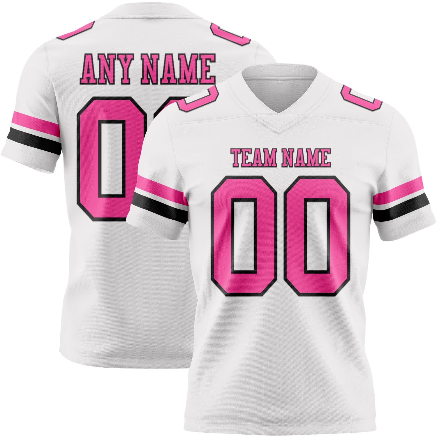 Custom White Pink-Black Mesh Authentic Football Jersey - Sky-Custom