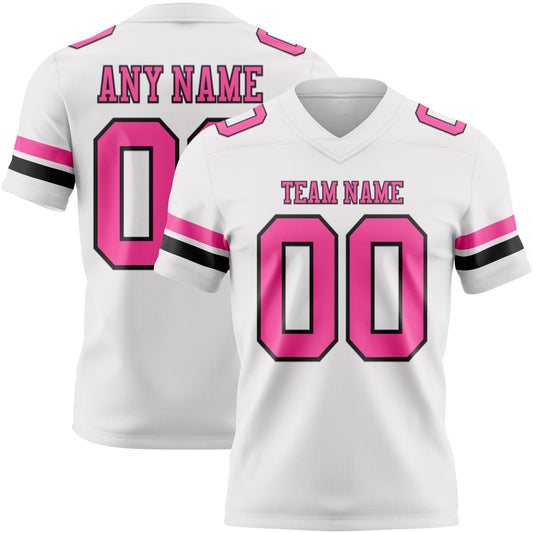 Custom White Pink-Black Mesh Authentic Football Jersey - Sky-Custom