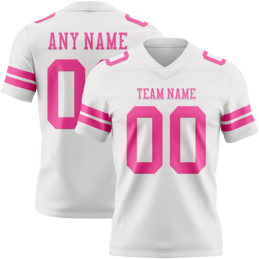 Custom White Pink Mesh Authentic Football Jersey - Sky-Custom