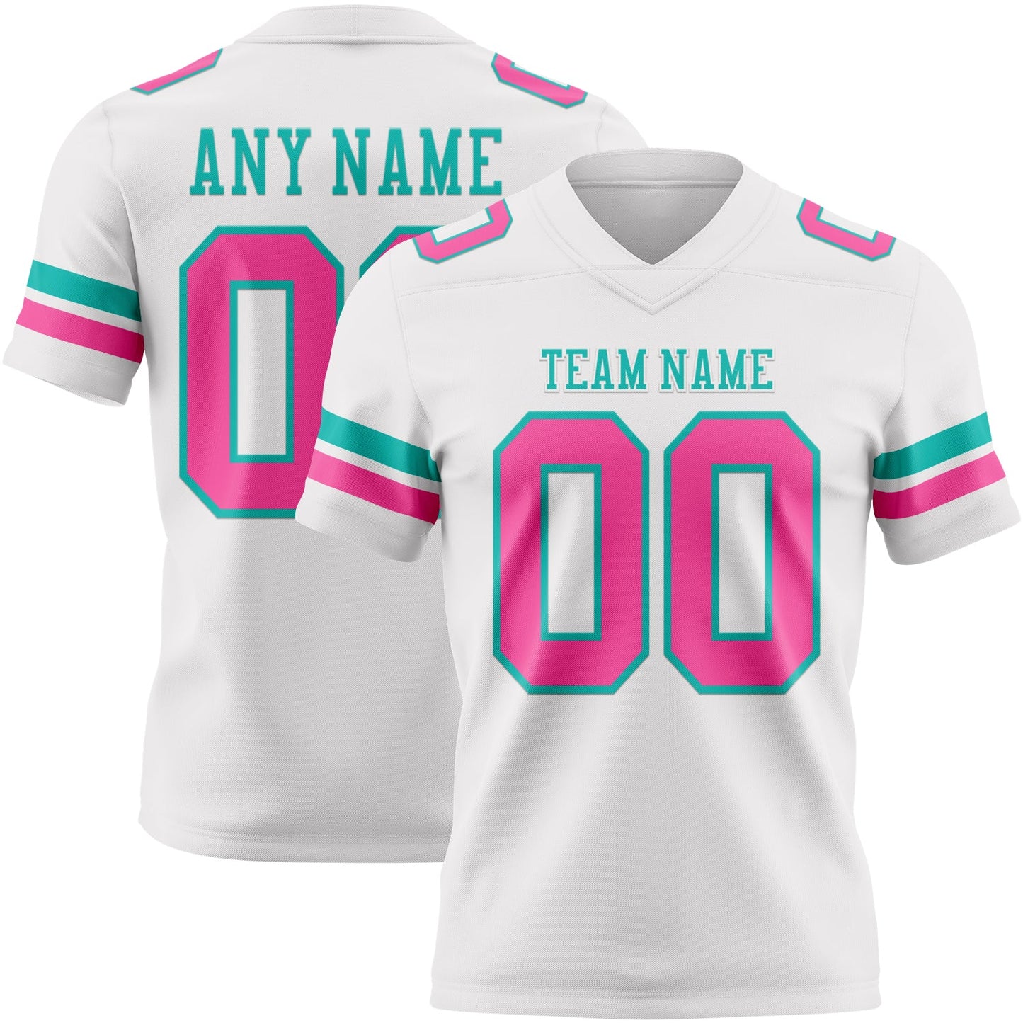 Custom White Pink-Aqua Mesh Authentic Football Jersey - Sky-Custom