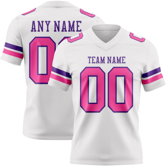 Custom White Pink-Purple Mesh Authentic Football Jersey - Sky-Custom