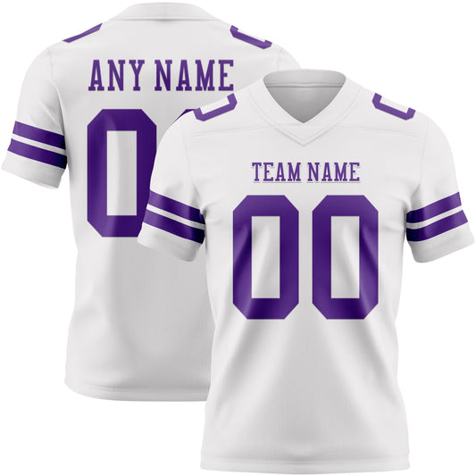 Custom White Purple Mesh Authentic Football Jersey - Sky-Custom
