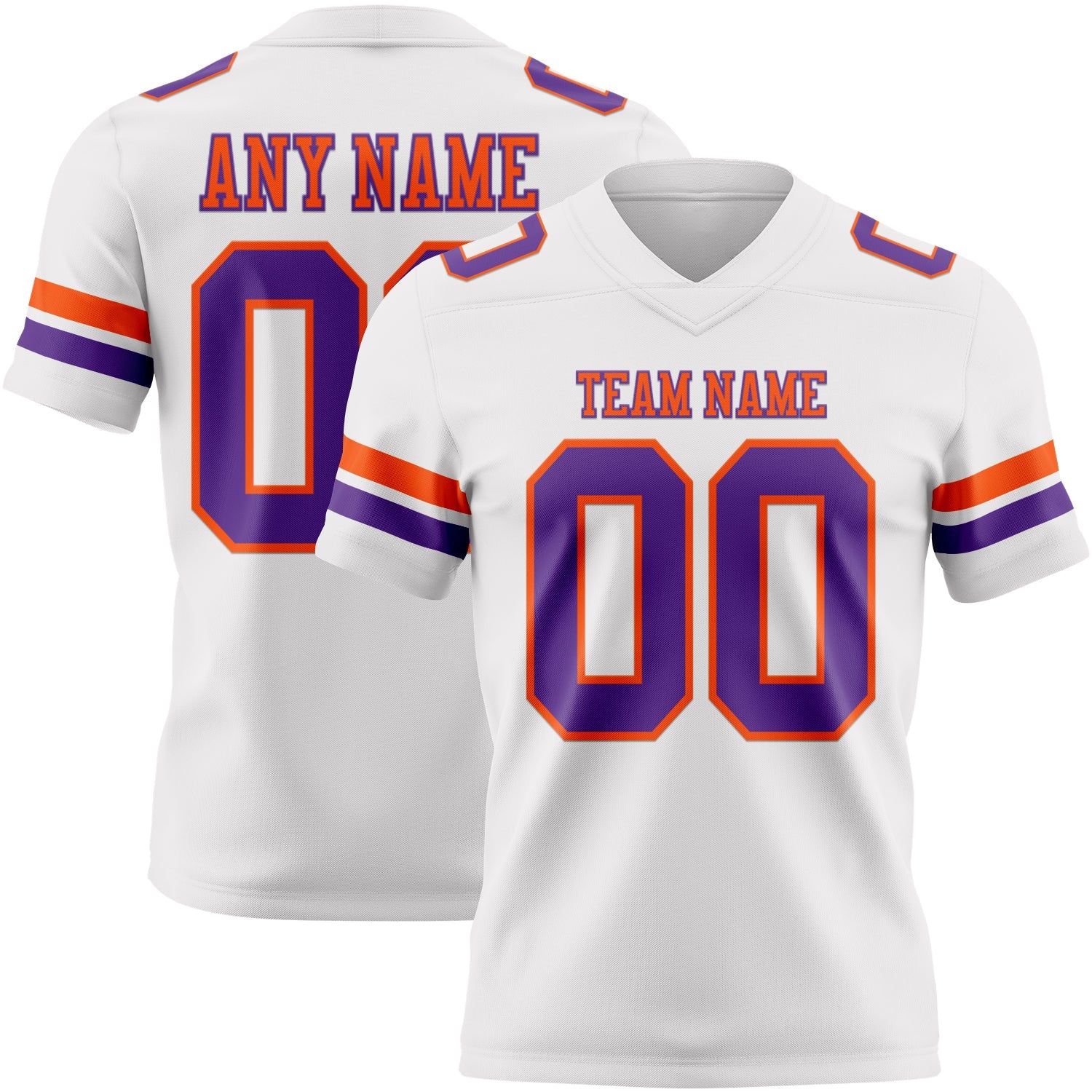 Custom White Purple-Orange Mesh Authentic Football Jersey - Sky-Custom