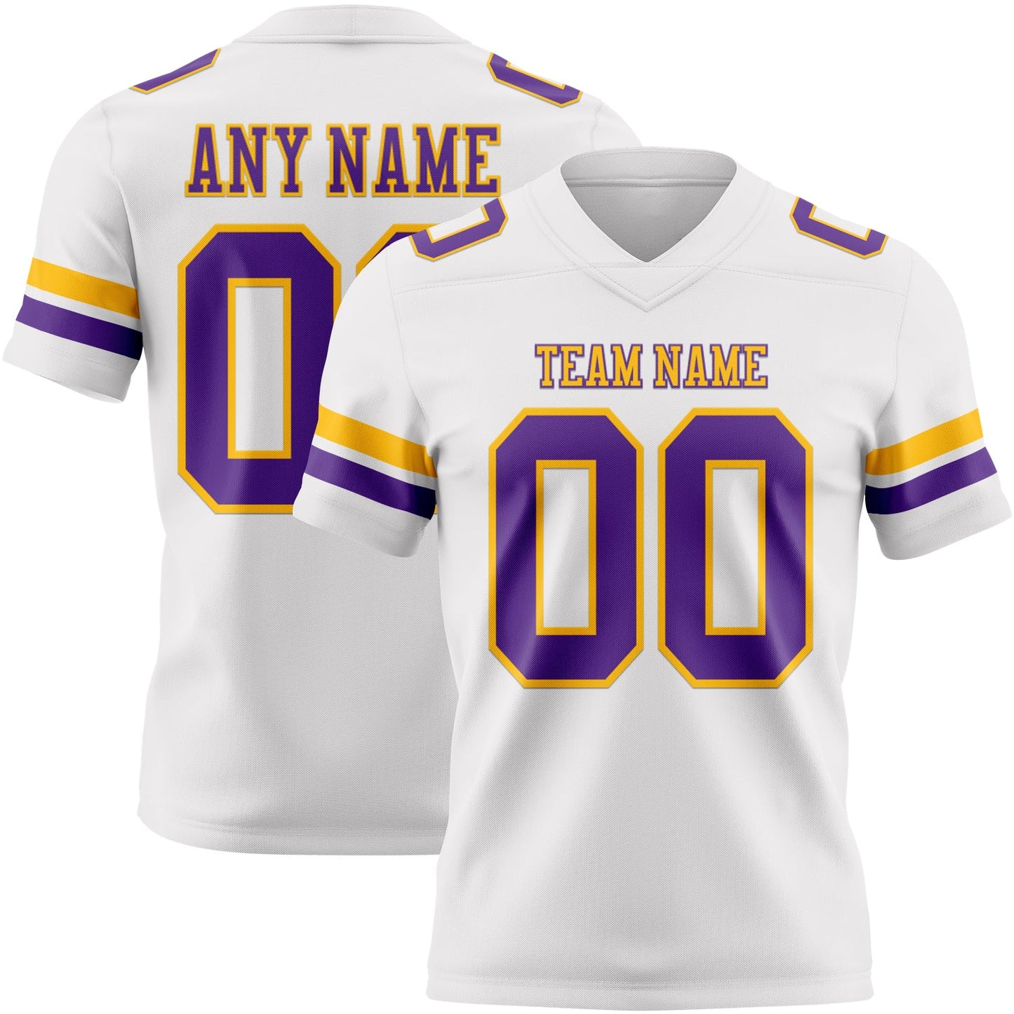 Custom White Purple-Gold Mesh Authentic Football Jersey - Sky-Custom