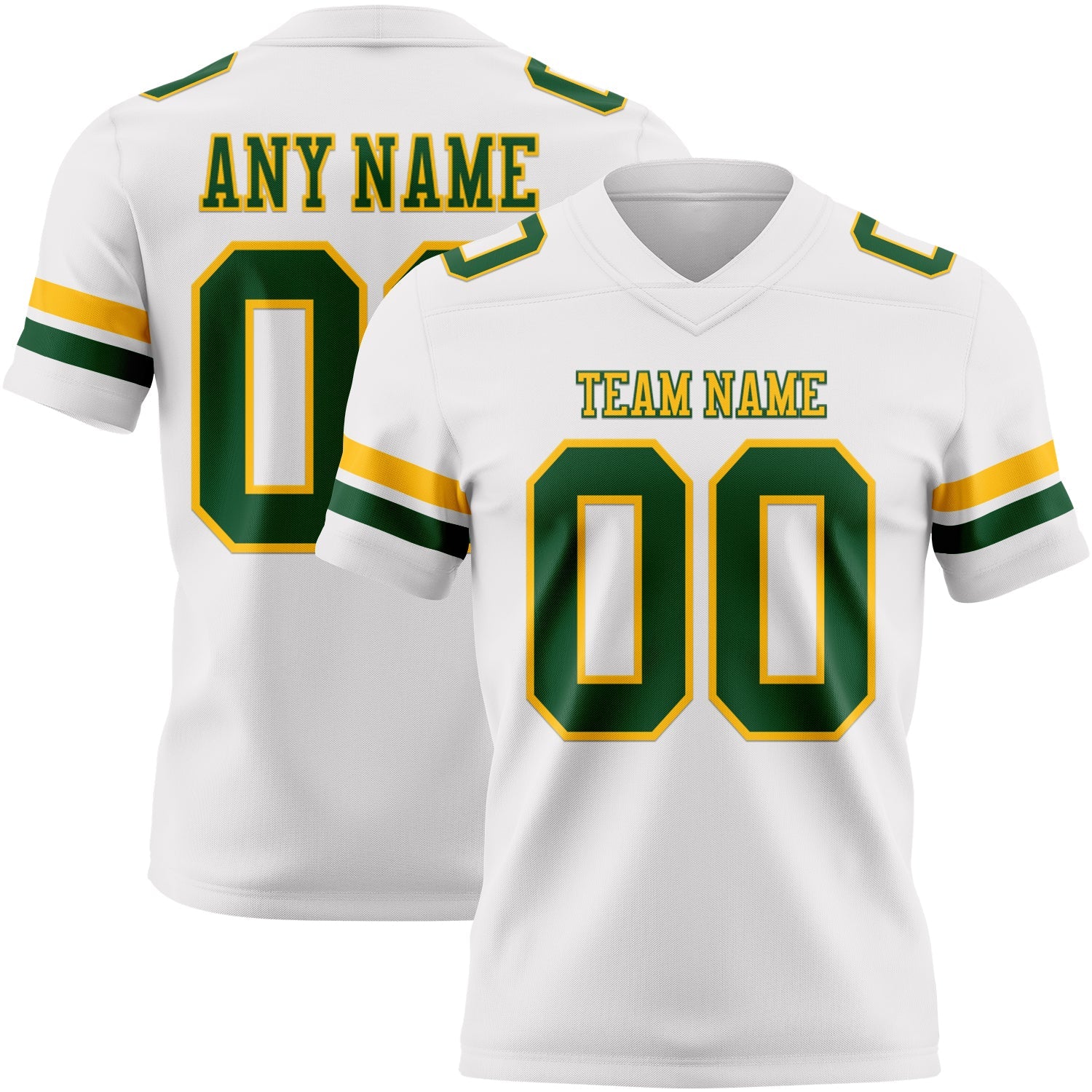 Custom White Green-Gold Mesh Authentic Football Jersey - Sky-Custom