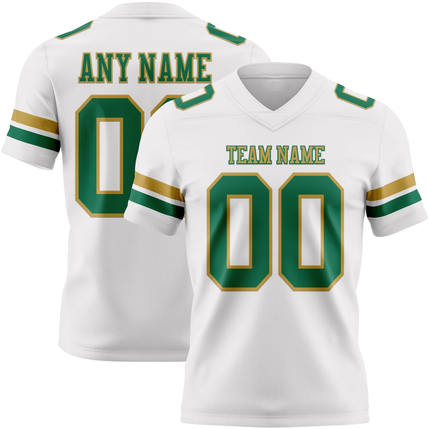Custom White Kelly Green-Old Gold Mesh Authentic Football Jersey - Sky-Custom