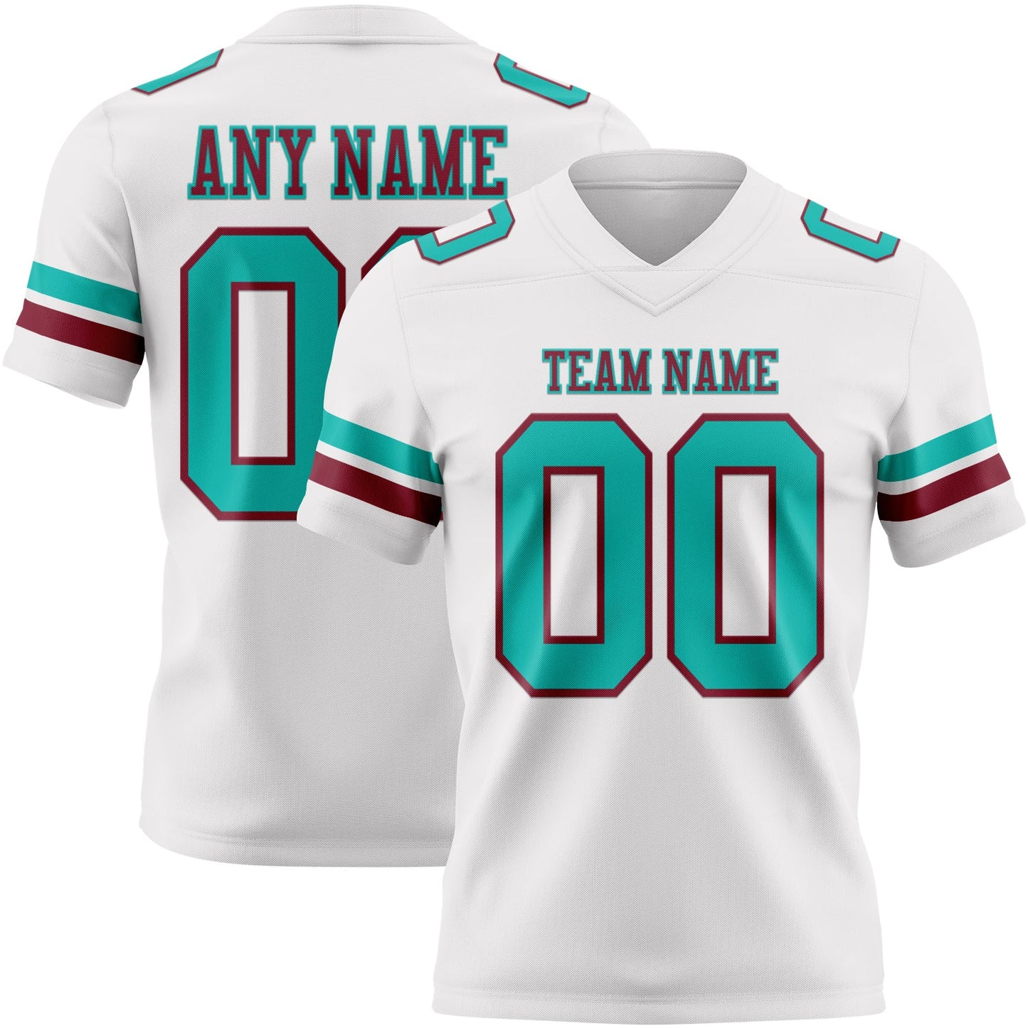 Custom White Aqua-Crimson Mesh Authentic Football Jersey - Sky-Custom