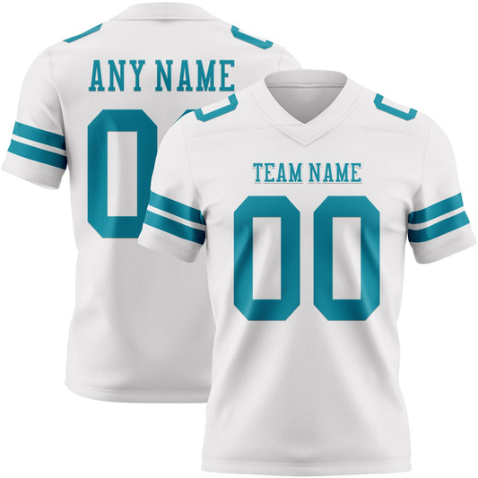 Custom White Teal Mesh Authentic Football Jersey - Sky-Custom