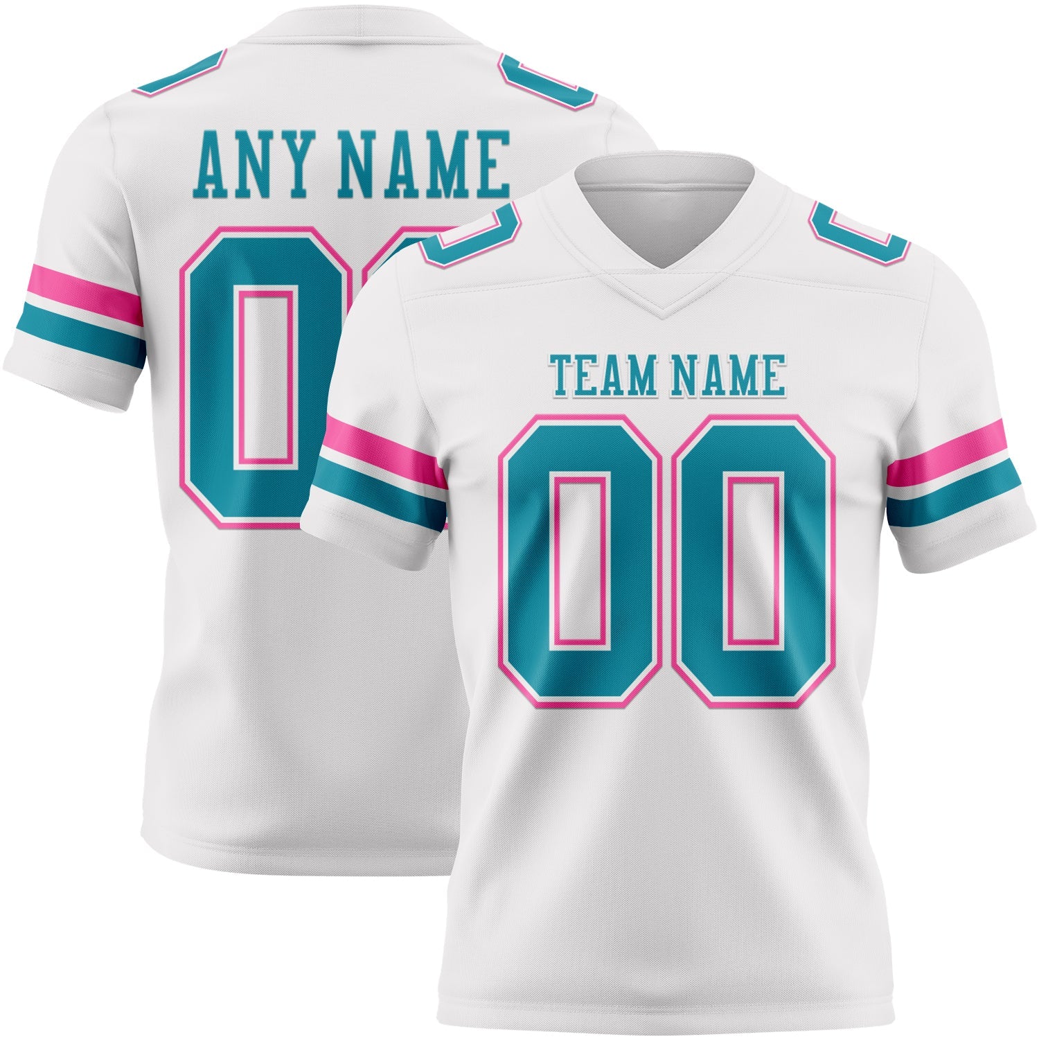 Custom White Teal-Pink Mesh Authentic Football Jersey - Sky-Custom