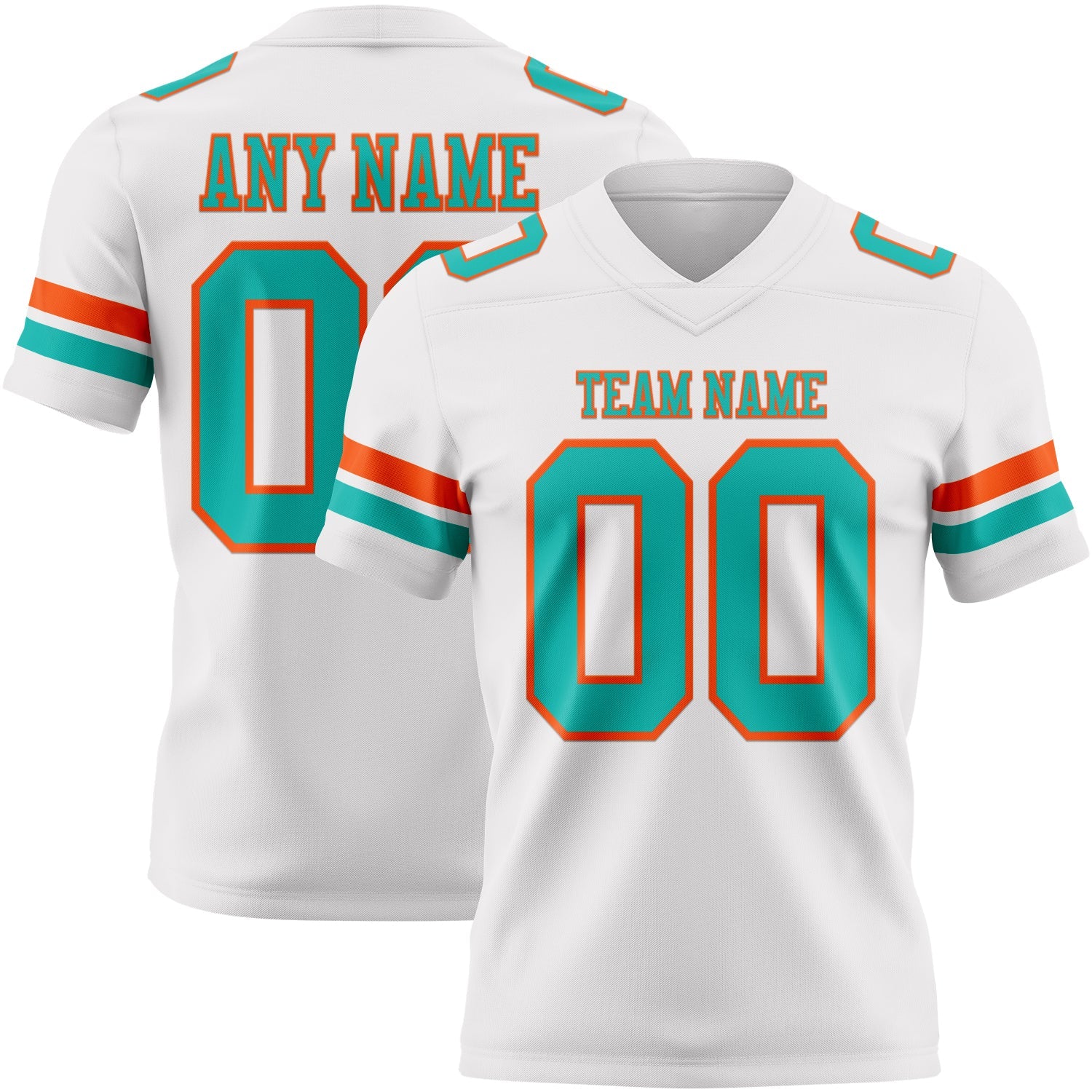 Custom White Aqua-Orange Mesh Authentic Football Jersey - Sky-Custom