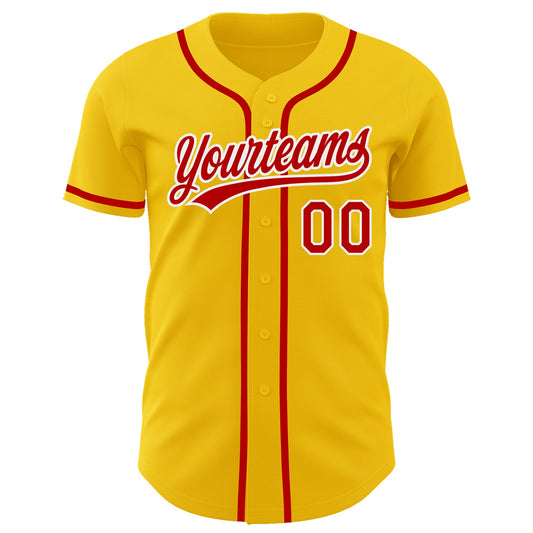 Custom Yellow Red-White Authentic Baseball Jersey - Sky-Custom