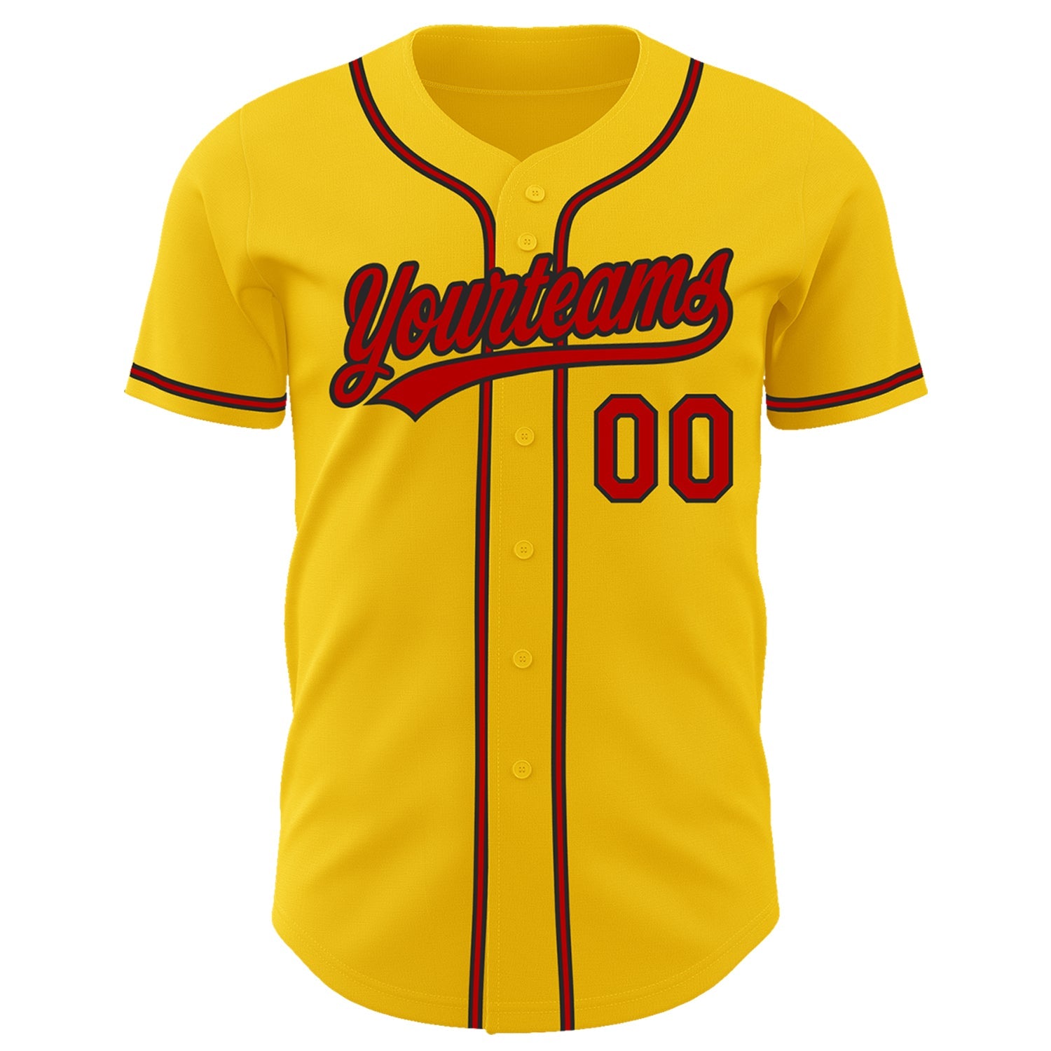 Custom Yellow Red-Black Authentic Baseball Jersey - Sky-Custom