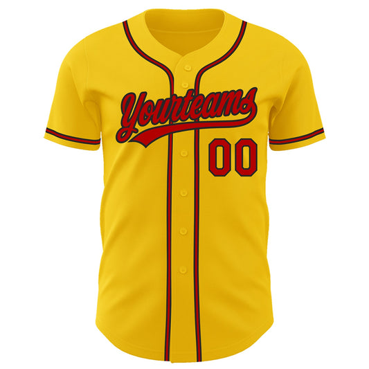 Custom Yellow Red-Black Authentic Baseball Jersey - Sky-Custom