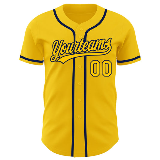 Custom Yellow Navy Authentic Baseball Jersey - Sky-Custom