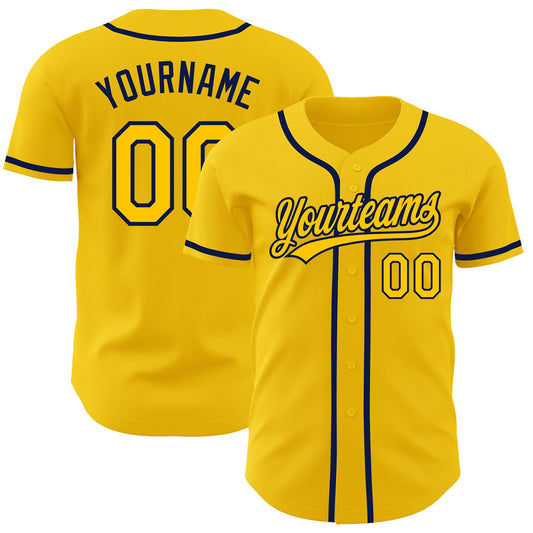 Custom Yellow Navy Authentic Baseball Jersey - Sky-Custom