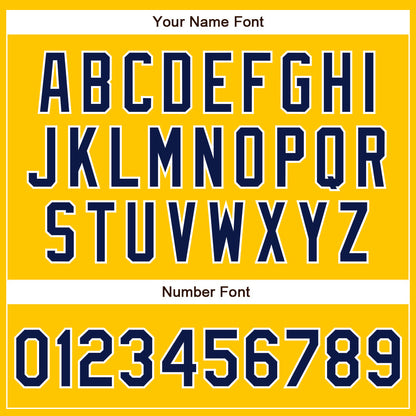 Custom Yellow Navy-White Authentic Baseball Jersey - Sky-Custom