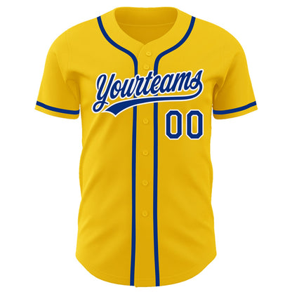 Custom Yellow Royal-White Authentic Baseball Jersey - Sky-Custom
