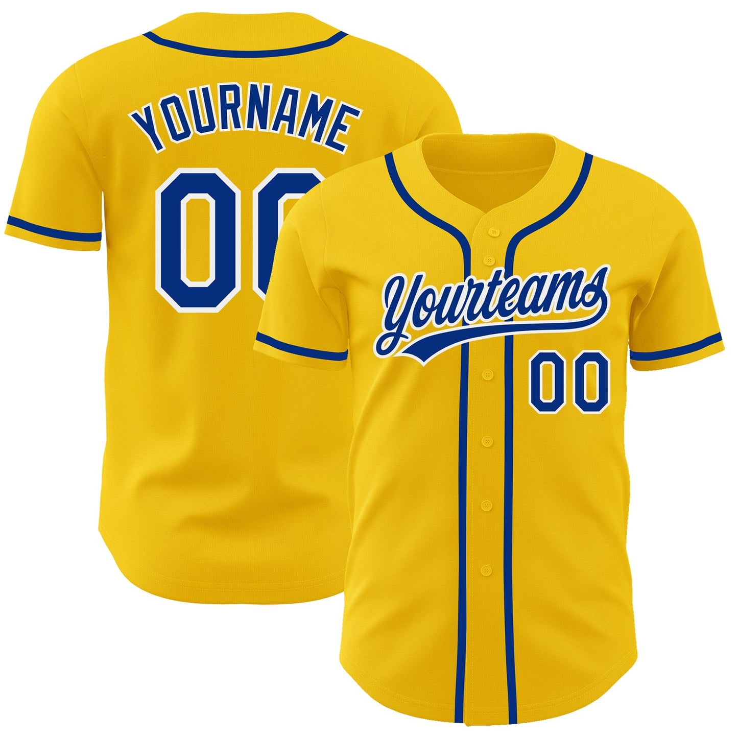 Custom Yellow Royal-White Authentic Baseball Jersey - Sky-Custom